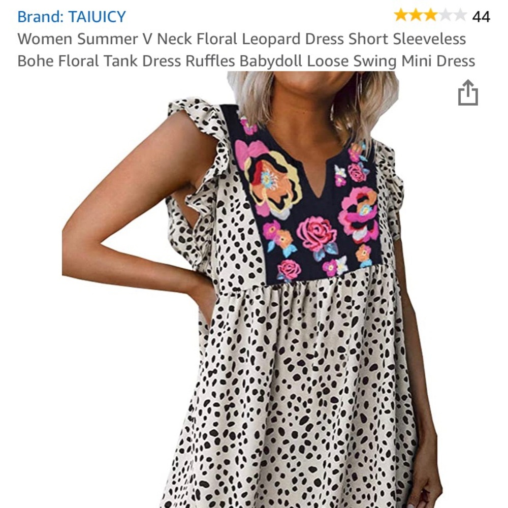 Women’s summer V neck floral leopard print sress